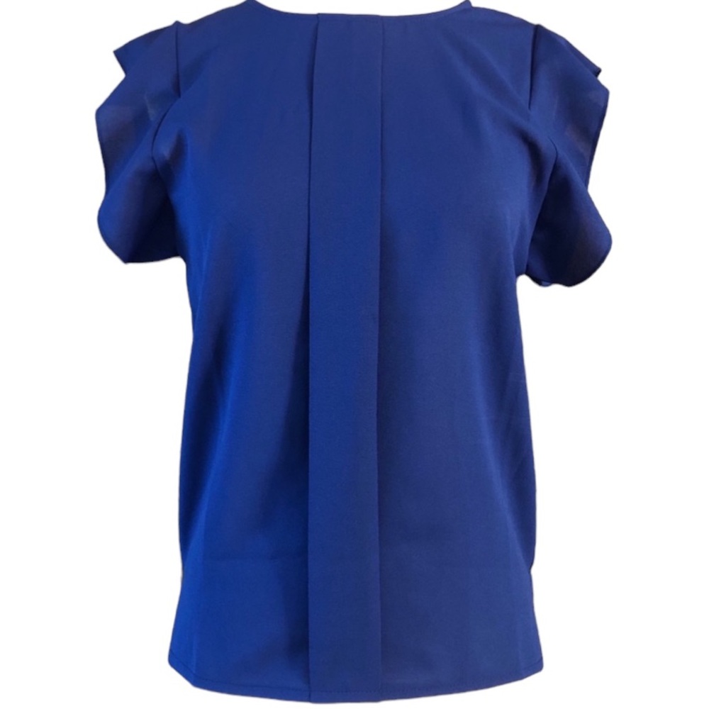 Vintage Y2K Blue Lightweight Top with Flutter Sleeves, Medium